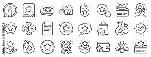 Bonus card  Redeem gift and discount coupon signs. Loyalty program line icons. Lottery ticket  Earn reward and winner gift icons. Shopping bag  loyalty card and lottery present. Vector