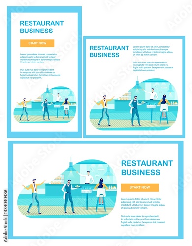 Restaurant Business Development Webpage Flat Set