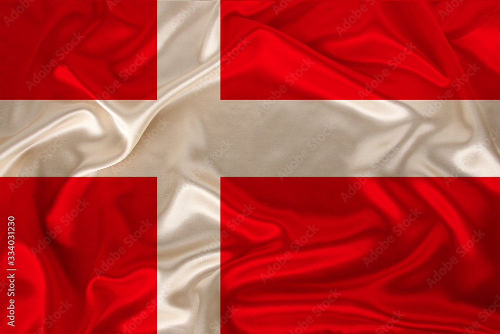 photo of the national flag of Denmark on a luxurious texture of satin, silk with waves, folds and highlights, close-up, copy space, concept of travel, economy and state policy, illustration photo of the national flag of Denmark on a luxurious texture of satin, silk with waves, folds and highlights, close-up, copy space, concept of travel, economy and state policy, illustration