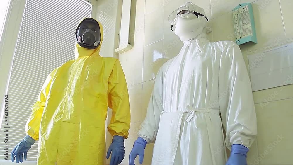 Modern protective medical suits. Modern protective medical suits.