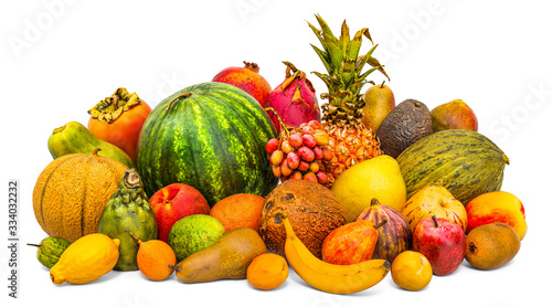 Different fruits set with realistic texture  3D rendering