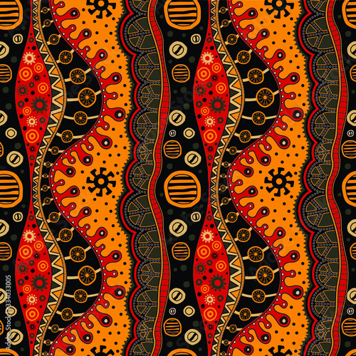 African hand-drawn seamless ethno pattern, tribal background Fototapet