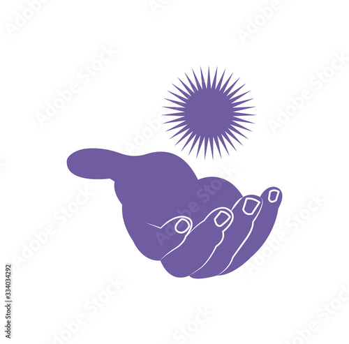 hand holding a spark religious icon