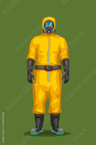 man in yellow hazard suit