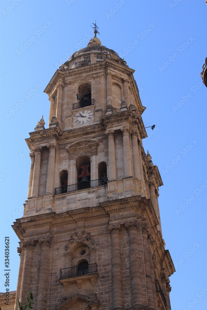 A view of the famous Cathedral of Malaga in Andalusia, Spain.