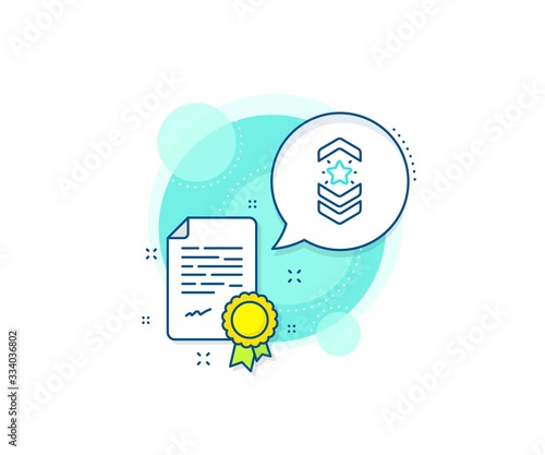 Star award sign. Certification complex icon. Shoulder strap stars line icon. Best rank symbol. Certificate or diploma document. Shoulder strap sign. Vector
