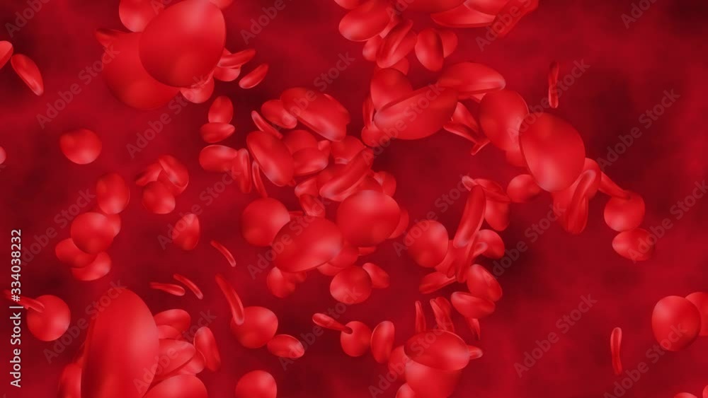 Red blood cells in vein 3D animation. Blood cells in an artery, flow inside body, medical human health-care. Human vein under microscope. Red blood cells in vein 3D animation. Blood cells in an artery, flow inside body, medical human health-care. Human vein under microscope.