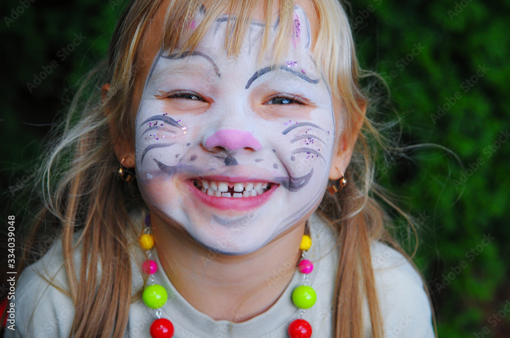 Face painting - Cat mask on little girl Face painting - Cat mask on little girl