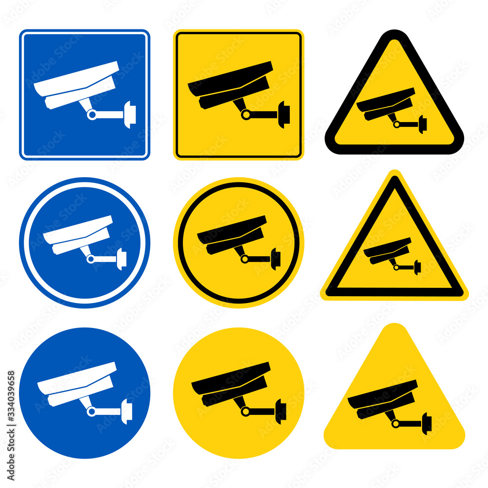 CCTV Camera label.Black Video surveillance sign on white background.vector illustration CCTV Camera label.Black Video surveillance sign on white background.vector illustration