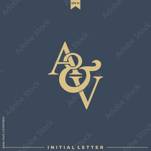 Initial letter AV luxury logo, gold color logo template.