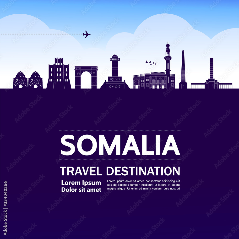 Obraz premium Somalia travel destination grand vector illustration.