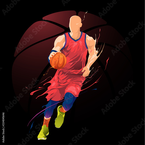 basketball player dribble action