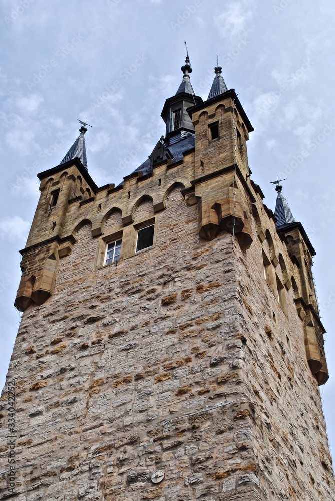 The Blue Tower (Blauer Turm) in Bad Wimpfen, Germany in the district of Heilbronn in the Baden-Württemberg