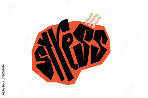 Hand drawn hatching lettering word stress in vector