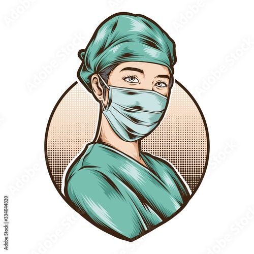 female nurse wear medical uniform vector