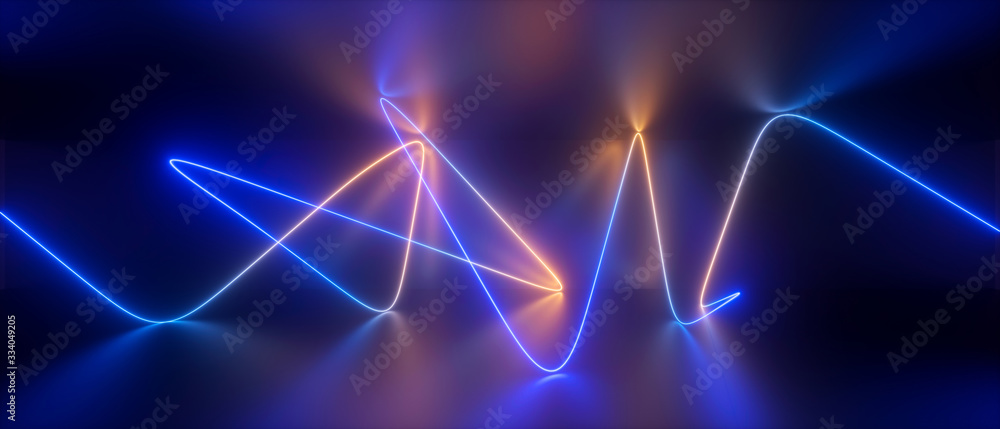 3d abstract neon background, chaotic wavy line, lightning energy, trajectory path glowing in ultraviolet light, blue yellow laser rays 3d abstract neon background, chaotic wavy line, lightning energy, trajectory path glowing in ultraviolet light, blue yellow laser rays