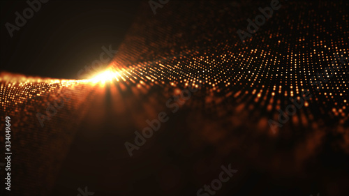 Fototapeta Naklejka Na Ścianę i Meble -  Particle drapery luxury gold background. 3d illustration, 3d rendering.Gold abstract bokeh background.