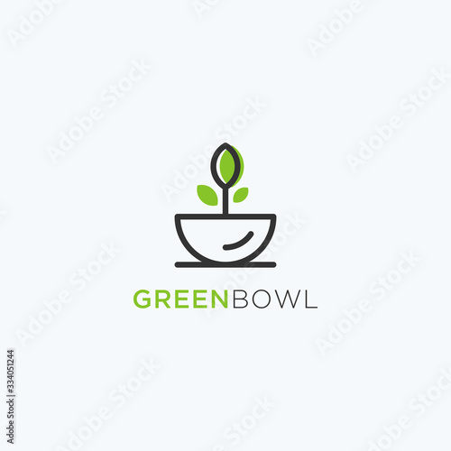 Nature bowl logo design vector template