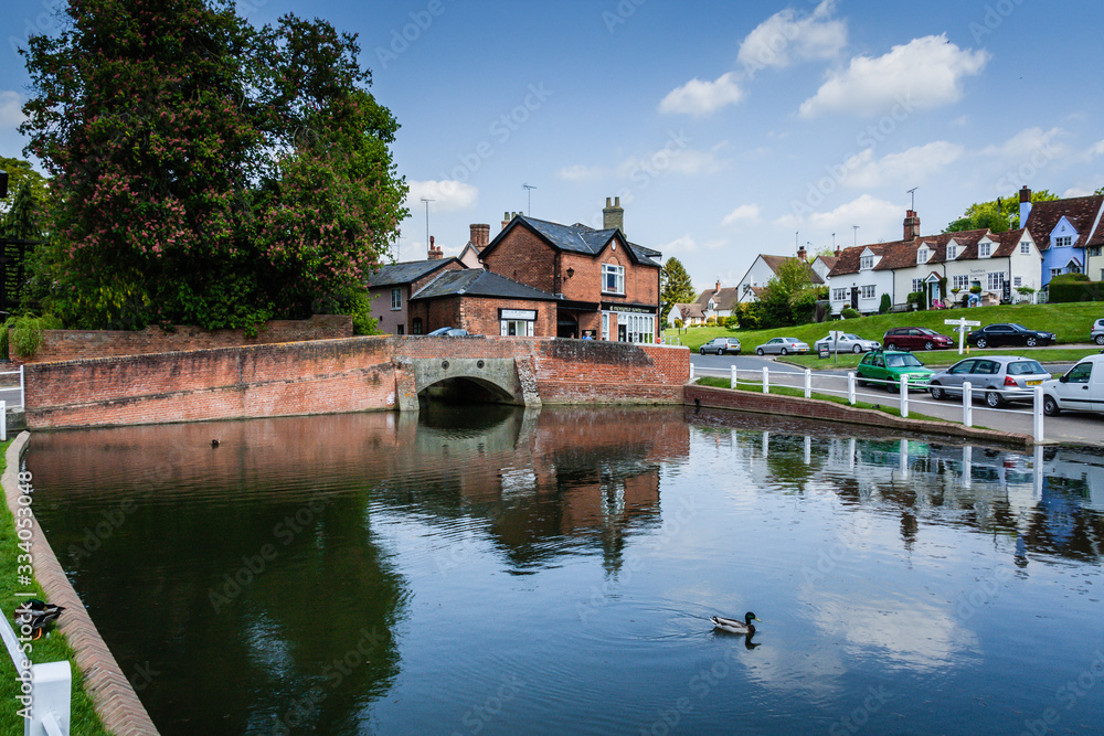 Finchingfield buildings near the village pond