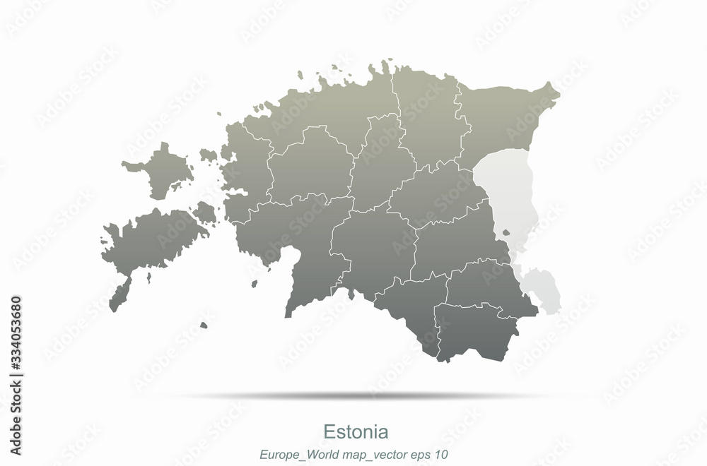 estonia map. european countries map with gray gradient. europe of modern vector map series.
