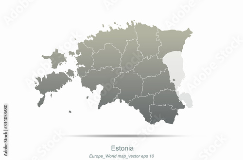 estonia map. european countries map with gray gradient. europe of modern vector map series.
