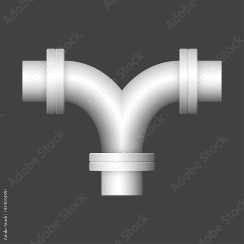 Pipe vector icon. Made from steel or metal connection by flange fitting fixing by screw and bolt. Part for pipeline construction to transport oil and gas in industry, water in plumbing and irrigation.