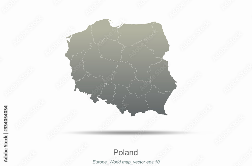 poland map. european countries map with gray gradient. europe of modern vector map series.