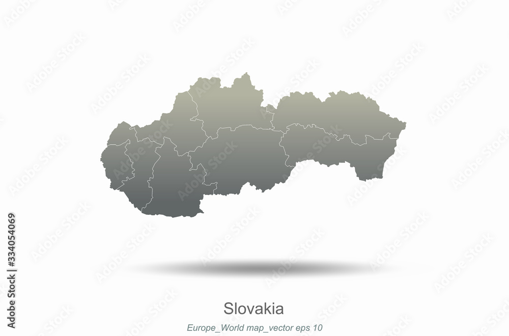 slovakia map. european countries map with gray gradient. europe of modern vector map series.