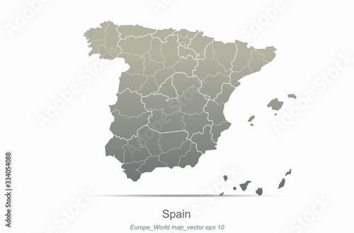 spain map. european countries map with gray gradient. europe of modern vector map series.
