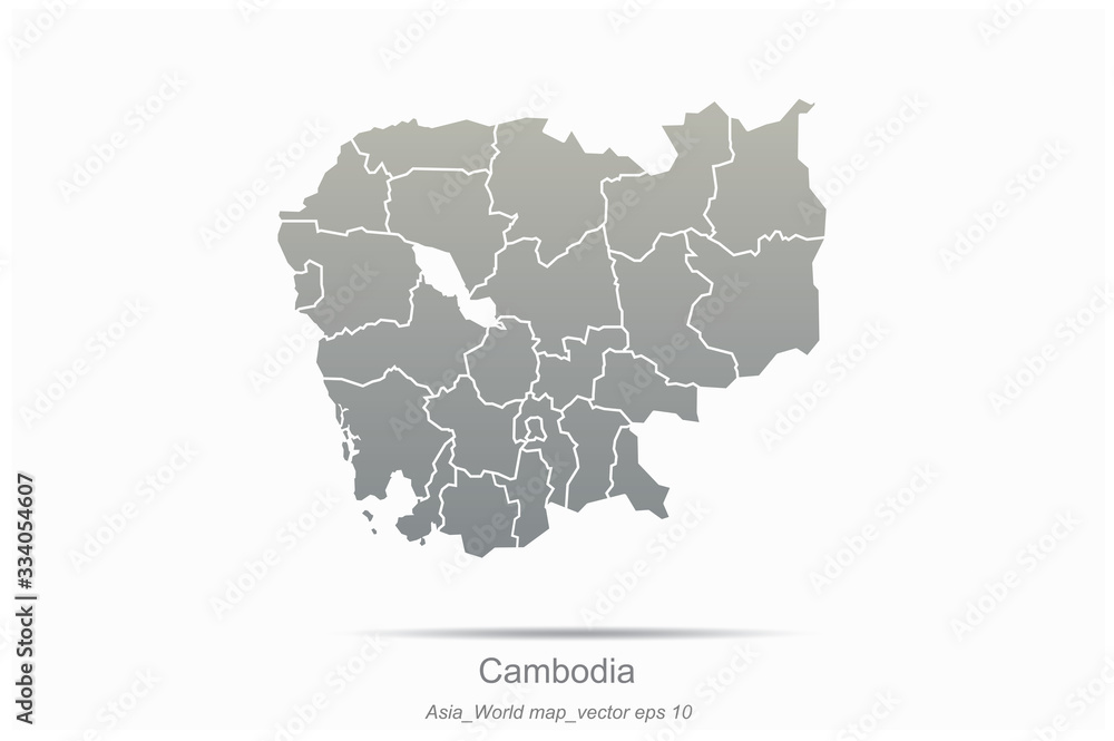 cambodia map. aisan countries map. asia of modern vector map series.