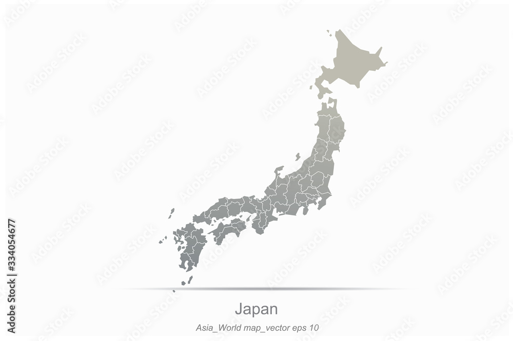 japan map. aisan countries map. asia of modern vector map series.