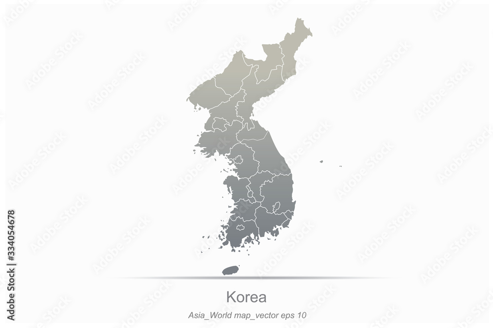 korean vector map. aisan countries map. asia of modern vector map series.