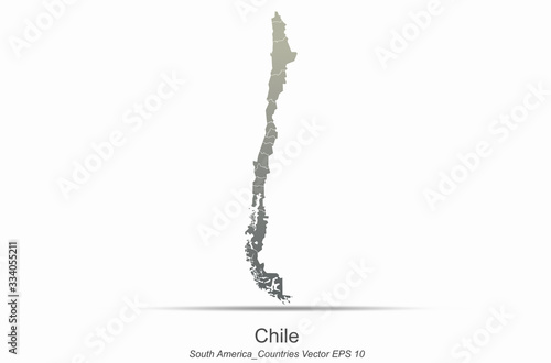 chile map. america continent countries map. country map of gray gradient series.