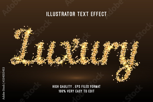Gold glitter text effect, editable text
