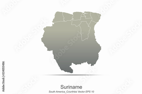 suriname map south america continent countries map. country map of gray gradient series.
