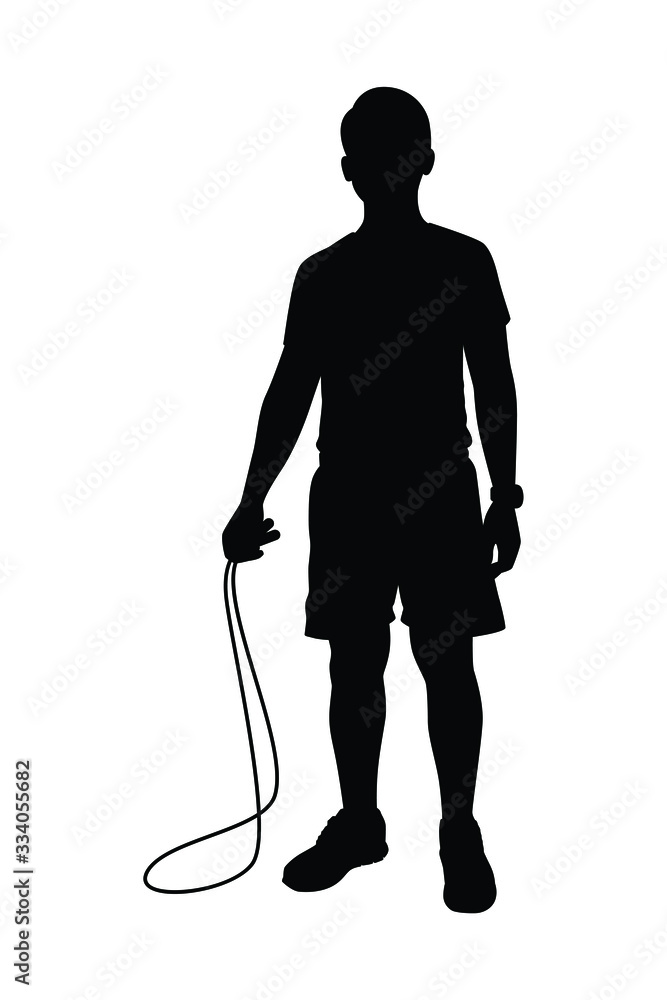 Sport man with rope silhouette vector on white Sport man with rope silhouette vector on white