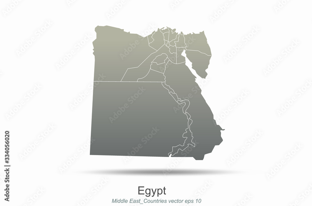 egypt map. middle east countries map. arab country map of gray gradient seires.