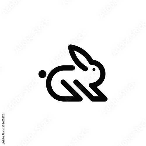 Rabbit outline, bunny silhouette. Easter symbol. Vector icon.