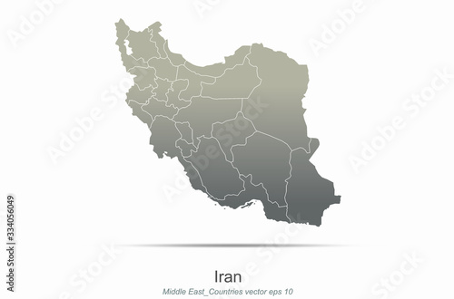 iran map. middle east countries map. arab country map of gray gradient seires.