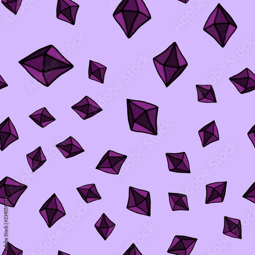 Purple crystals and rubies on a lilac background. photo