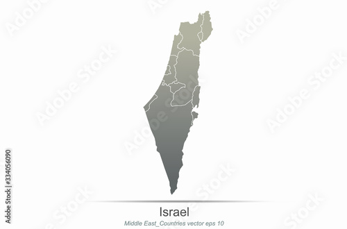 israel map. middle east countries map. arab country map of gray gradient seires.