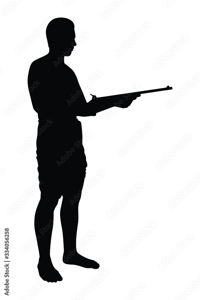 Forest man with weapon silhouette vector on white Forest man with weapon silhouette vector on white