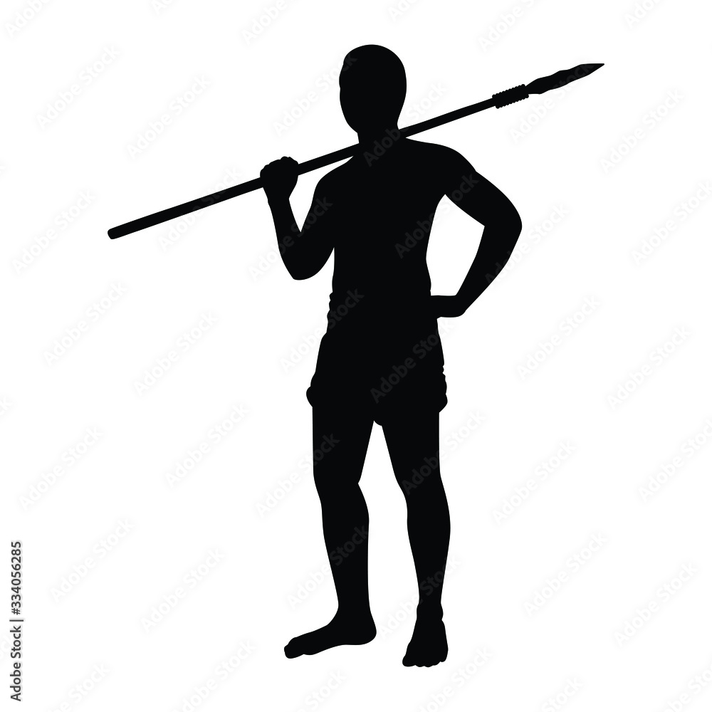 Forest man with weapon silhouette vector on white Forest man with weapon silhouette vector on white