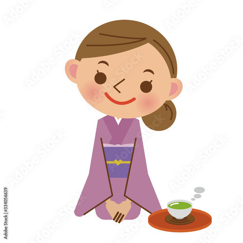 着物姿で挨拶をする旅館の女将さん