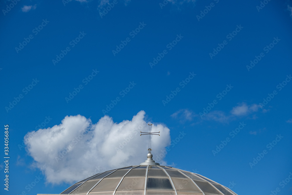 Church Cross With Cloud And Sky In The Background Church Cross With Cloud And Sky In The Background