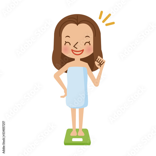 体重計に乗る女性
