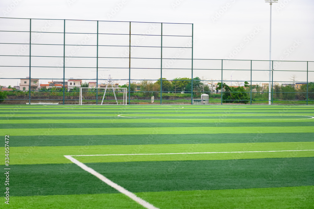 Fototapeta premium soccer goal on a grass soccer field