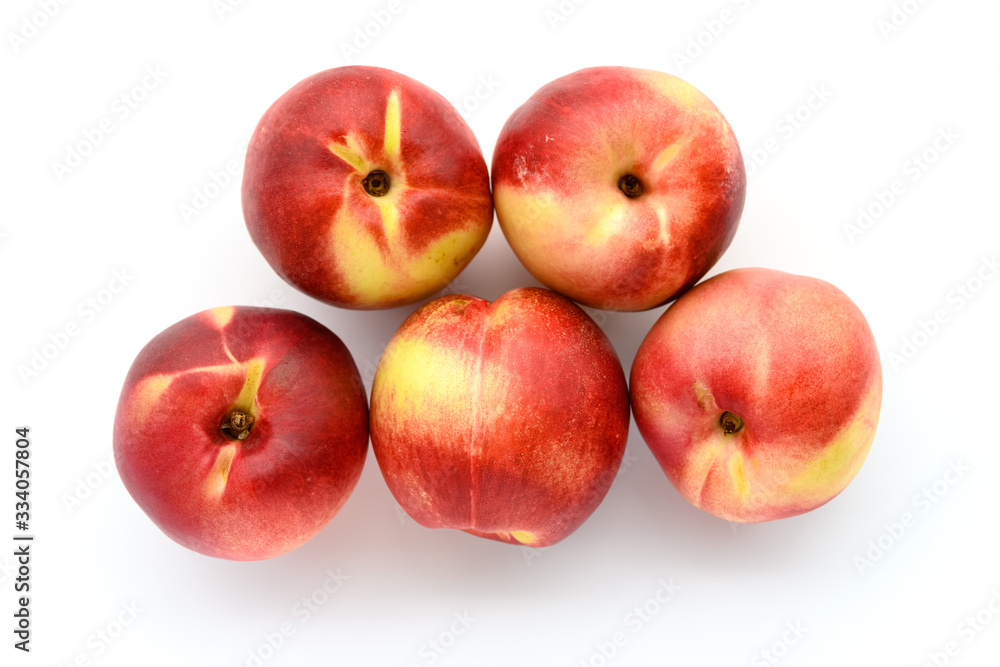 top view fresh peaches on a white background top view fresh peaches on a white background