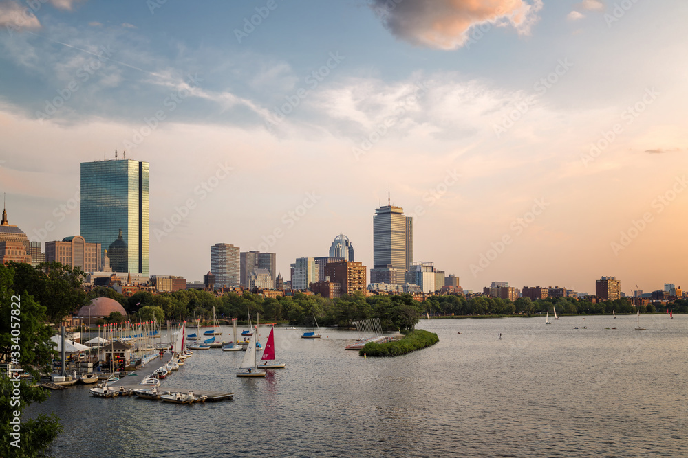 Obraz premium A Summer Day Sunset in Boston City