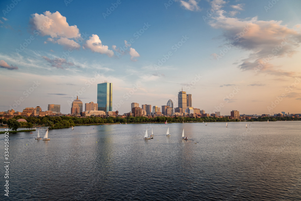 A Summer Day Sunset in Boston City A Summer Day Sunset in Boston City